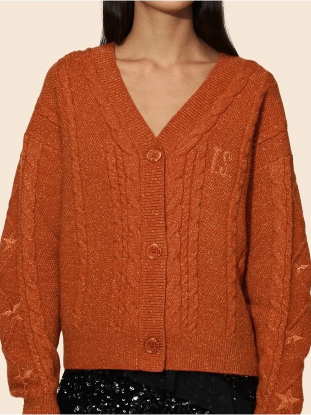 Taylor Swift The Life of a Showgirl Cardigan in Sparkly Orange - Picture 2 of 7